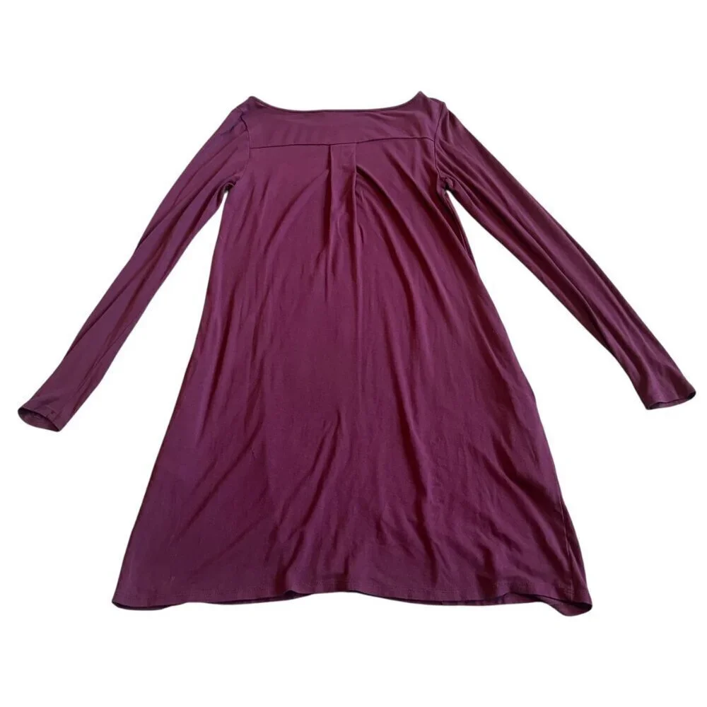 Peruvian Connection Purple Jersey Knit Dress Long Sleeve Flowy Size XS Women's